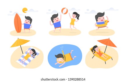 Vector illustration concept of summer, travel, holiday, vacation. 