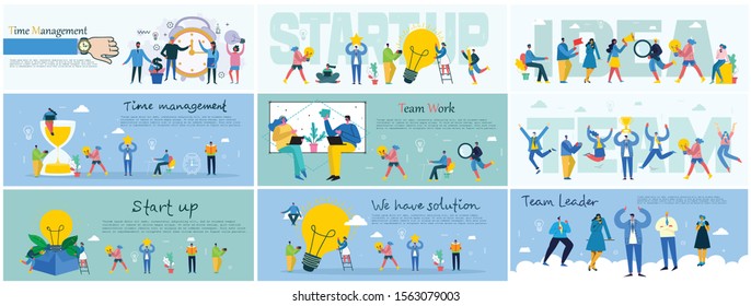 Vector illustration of concept of Team work, Shopping, Business and Start up design backgrounds 