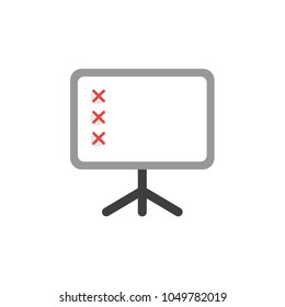 Vector Illustration Concept Of Three Red X Marks Inside Presentation Board Icon.