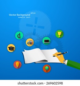 Vector illustration of the concept of training with flat icons.