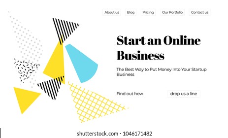 Vector illustration concept with universal abstract shapes, text for website design and development, app, responsive, programming, seo, maintenance, banner. Landing page template