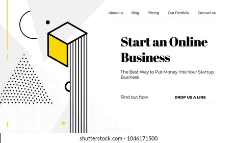 Vector illustration concept with universal abstract shapes, text for website design and development, app, responsive, programming, seo, maintenance, banner. Landing page template
