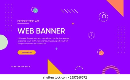 Vector illustration concept with universal abstract shapes, text for website design and development, app, responsive, programming, seo, maintenance, banner.