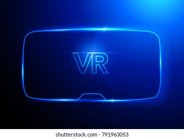 Vector illustration concept using abstract Stereoscopic 3d virtual reality glasses vr interface, digital cyberspace technology, Innovation device