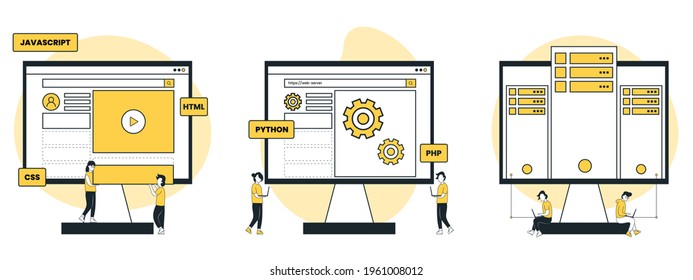 Vector illustration concept of website and app design and development. Creative flat design for web banner, marketing material, business presentation, online advertising.
