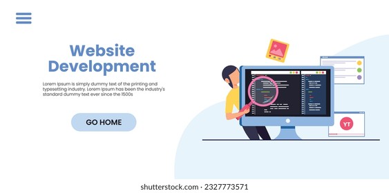Vector illustration concept of website and app design and development. Creative flat design for web banner, marketing material, business presentation, online advertising.	