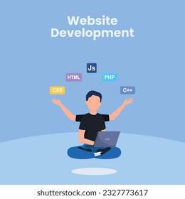 Vector illustration concept of website and app design and development. Creative flat design for web banner, marketing material, business presentation, online advertising.	