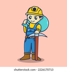 vector illustration with the concept of working to mine money