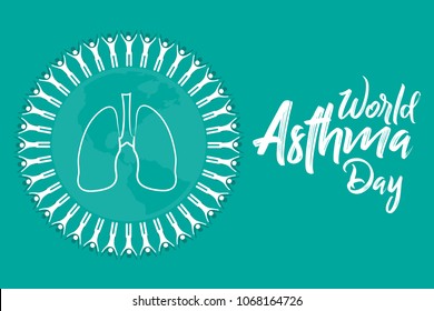Vector illustration concept for World Asthma Day. Can be used for banner, backgrounds, icon, label, symbol, awareness poster, print and brochure design. 