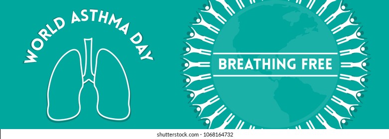 Vector illustration concept for World Asthma Day. Can be used for banner, backgrounds, icon, label, symbol, awareness poster, print and brochure design. 
