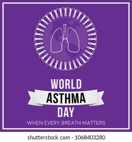 Vector illustration concept for World Asthma Day. Can be used for banner, backgrounds, icon, label, symbol, awareness poster, print and brochure design.