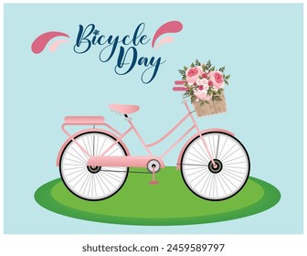 Ilustración vectorial Concepto Día Mundial de la Bicicleta Plantilla editable post Anuncio