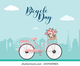 Ilustración vectorial Concepto Día Mundial de la Bicicleta Plantilla editable post Anuncio