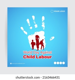 Vector illustration concept of World Day Against Child Labour banner
