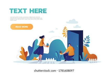 Icono del Día Mundial del Medio Ambiente de concepto de ilustración de vector. La familia joven plantará árboles juntos