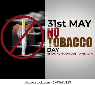 VECTOR ILLUSTRATION OF CONCEPT FOR WORLD NO TOBACCO DAY, ILLUSTRATION IS SHOWING LUNGS FILLED WITH CIGARETTE SMOKE ON SMOKY BACKDROP