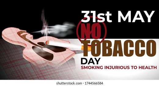VECTOR ILLUSTRATION OF CONCEPT FOR WORLD NO TOBACCO DAY, ILLUSTRATION IS SHOWING LUNGS FILLED WITH CIGARETTE SMOKE ON SMOKY BACKDROP