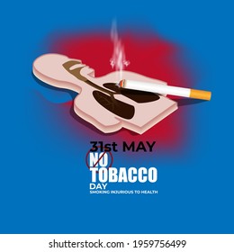 VECTOR ILLUSTRATION OF CONCEPT FOR WORLD NO TOBACCO DAY, ILLUSTRATION IS SHOWING LUNGS FILLED WITH CIGARETTE SMOKE ON SMOKY BACKDROP