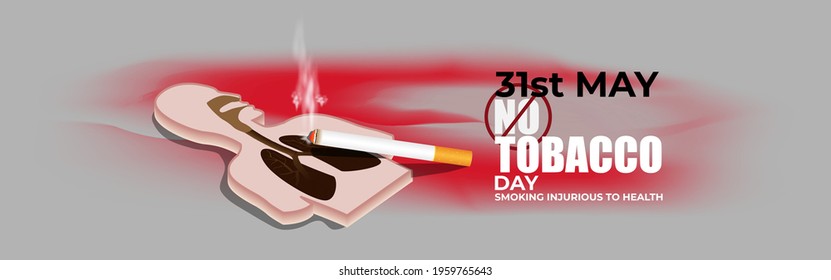 VECTOR ILLUSTRATION OF CONCEPT FOR WORLD NO TOBACCO DAY, ILLUSTRATION IS SHOWING LUNGS FILLED WITH CIGARETTE SMOKE ON SMOKY BACKDROP