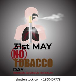 VECTOR ILLUSTRATION OF CONCEPT FOR WORLD NO TOBACCO DAY, ILLUSTRATION IS SHOWING LUNGS FILLED WITH CIGARETTE SMOKE ON SMOKY BACKDROP