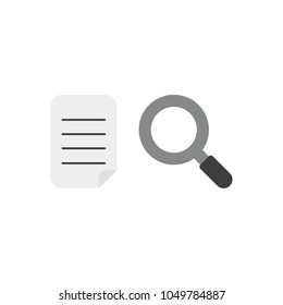 Vector illustration concept of written paper with magnifying glass icon.