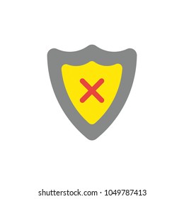 Vector illustration concept of yellow and grey shield guard with red x mark icon.