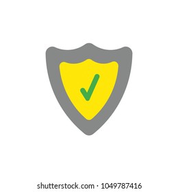 Vector illustration concept of yellow and grey shield guard with green check mark icon.