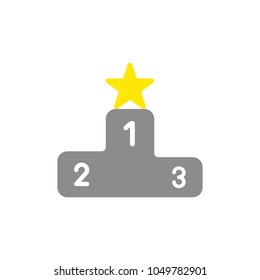 Vector illustration concept of yellow star symbol on first place of winners podium icon.