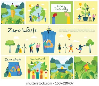 Vector illustration of Concept of Zero Waste, Green eco energy and Save the planet.