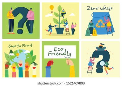 Vector illustration of Concept of Zero Waste, Green eco energy and Save the planet.