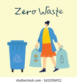 Vector illustration of Concept of Zero Waste, Green eco energy and Save the planet.