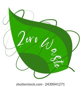 Vector illustration concept of zero waste on a leaf. Eco-friendly hand-drawn of natural leaf.