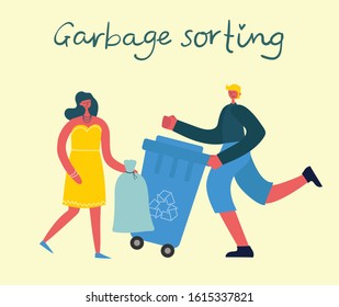 Vector illustration of Concept of Zero Waste,Garbage sorting and Save the planet.