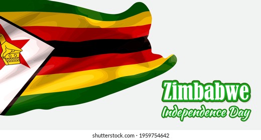 Vector illustration concept of Zimbabwe Independence Day greeting with abstract flag. 18 April.