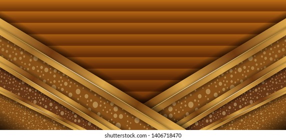 Vector illustration concepts of Abstract creative trendy dynamic 3d with gold paper layers design background template