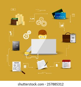 Vector Illustration concepts control payment, financial analytics, online banking