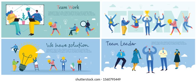 Vector illustration of concepts of Team work in flat design