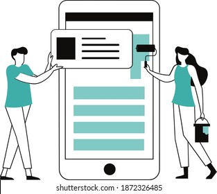 Vector illustration concepts for website and mobile website development UX UI design concept with text. Can be used for web banner, infographics, images. Flat isometric vector illustration is