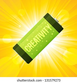 Vector illustration of a conceptual creativity battery.