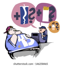 Vector illustration. Conceptual image about health problems and unhealthy lifestyle.