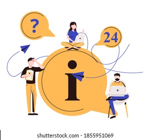 	
Ilustración vectorial, ilustración conceptual de personas, comunicación en línea, obtención de información de ayuda, respuesta a preguntas