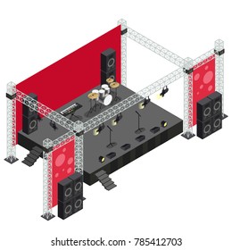 A Vector Illustration Of Concert Stage In Isometric 