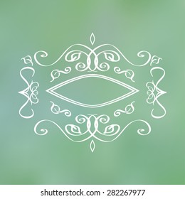 Vector illustration. Concise and elegant lace pattern. Monogram on the of a green background.