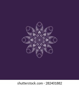 Vector illustration. Concise and elegant pattern. Monogram on the dark background.