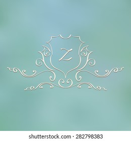 Vector illustration. Concise and elegant pattern. Monogram on blurred background with letter Z.