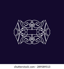 Vector illustration. Concise and elegant pattern. Monogram on the dark background
