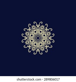 Vector illustration. Concise and elegant pattern. Monogram on the dark background 