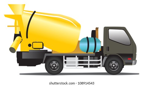 Vector illustration of concrete mixer on white background.