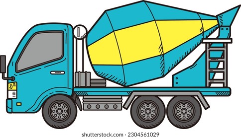 Vector illustration of concrete mixer truck