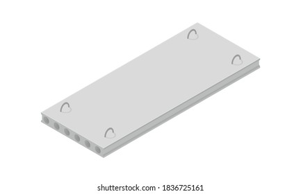 Piscina de hormigón de la ilustración del vector aislada sobre un fondo blanco. Icono de tabla de núcleo hueco en vista isométrica. Piscina para suelos y techos de estilo plano. Materiales de construcción para fines de construcción.